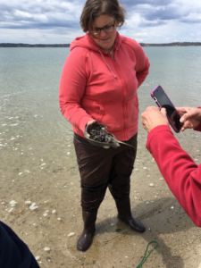 Sara Grady training volunteers at Duxbury Beach.